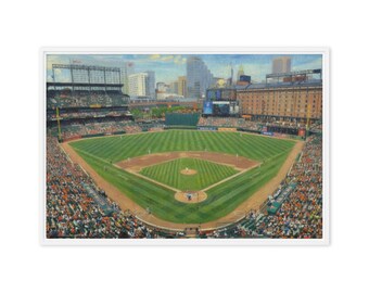Camden Yards Monet Style Framed Canvas | Impressionist Baseball Stadium Wall Art
