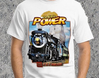 Canadian National Railway White T-Shirt – 2-8-2 Mikado Prairie Power Steam Train Graphic Tee