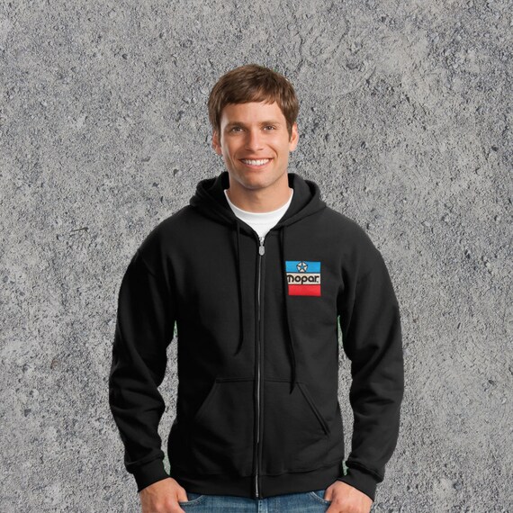 CasualTsApparel Mopar Block Black Zippered Hoodie