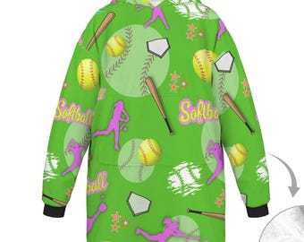 softball blanket fall 25 e Blanket Hoodie for Big Kids (Model H67)