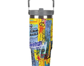 Basketball Tumbler 30oz – Durable Sports Water Bottle w/ Handle for Practice, Tournaments + Lounging, Hooper Gift for Kids & Teens  -Hoop D
