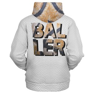 Basketball Athletic Zip Up Hoodie - Sports Inspired Gym Workout Jacket - Comfortable Casual Athleisure for Hoopers "Leather" by Duntalk