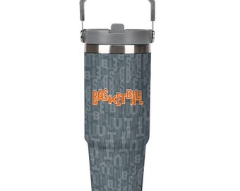 Basketball Tumbler 30oz – Durable Sports Water Bottle w/ Handle for Practice, Tournaments + Home, Hooper Gift for Kids & Teens -Vision