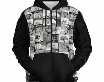 Basket Athletic Zip Up Hoodie - Sportinspirerad atletisk träningsjacka - Bekväm avslappnad Athleisure för basketspelare "All Net" av Duntalk