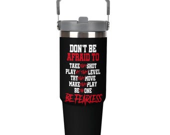 Basketball Tumbler 30oz – Durable Sports Water Bottle w/ Handle for Practice, Tournaments + Home, Hooper Gift for Kids & Teens -Fearless