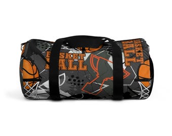 Old School Canvas Duffle Bag - Kids Duffel bag, Canvas Bag, Basketball Mom, Basketball Gifts, Gym Bag, Gift for Kids "Hustle" by Duntalk