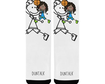 Youth Basketball Socks -Duntalk "Doodle" Child Basketball Workout Practice & Casual Socks, Unique Fun Sports Socks for Basketball Lover