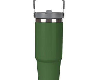 Customized Tumbler 30oz – Durable Sports Water Bottle w/ Handle for Practice, Tournaments + Home, Hooper Gift for Kids & Teens -Green