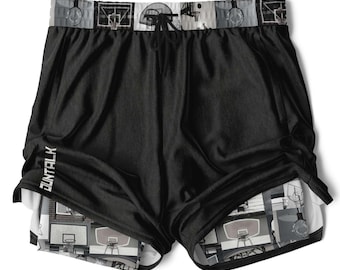 Men's 2 in 1 Basketball Shorts - Practice Workout Shorts, Track Graphic Training Compression Shorts, Basketball Gift "All Net" by Duntalk