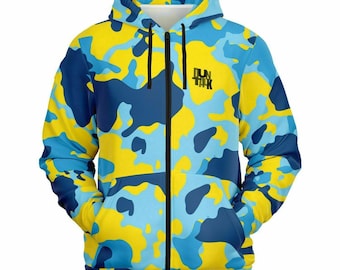 Zip-Up Hoodie Jacket - Camouflage Basketball-Inspired Athletic Jacket - Casual Workout & Streetwear for Players "Bench Mob" by Duntalk