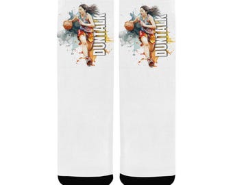 Girl's Basketball Socks -Child Basketball Workout Practice & Casual Socks, Unique Fun Sports Socks for Basketball Lover "GameHer" by Duntalk