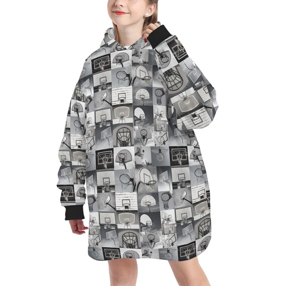 Basketball Blanket Hoodie Wearable Oversized Hooded Pullover