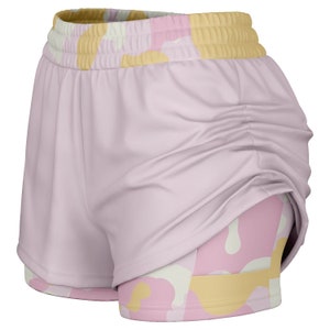 2 in 1 Unisex Shorts -Pastel Pink Workout Shorts For Running, Gym or Yoga Basketball Short Shorts Underlying Tights &quot;Bench Mob&quot; by Duntalk