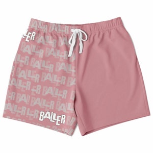 Basketball Mid Shorts - Athletic, Running, Workout Shorts Great for Gym, Training or Casual Wear, Sportswear Gift &quot;Baller&quot; Pink by Duntalk