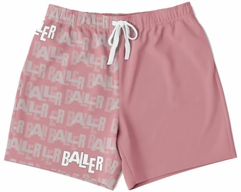Basketball Mid Shorts - Athletic, Running, Workout Shorts Great for Gym, Training or Casual Wear, Sportswear Gift &quot;Baller&quot; Pink by Duntalk