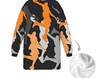 Youth Basketball Hooded Blanket - Cozy Sherpa Wearable Blanket for Game Nights & Lounging - Warm Oversized Hoodie "Head Top" by Duntalk