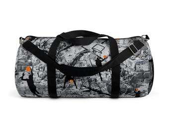 Canvas Duffle Bag - B/W Kids Duffel Bag, Canvas Bag, Basketball Gifts, Gym Bag, Gift for Kids  "Paint" by Duntalk