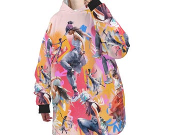 Personalized Dance Hoodie Blanket for Girls, Cozy Custom Sherpa Blanket Hoodie, Hip Hop Jazz Modern Dance Gift