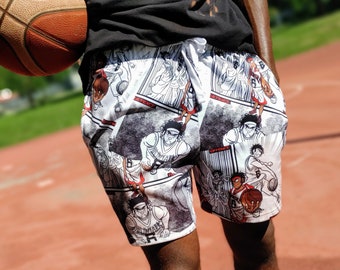 Basketball Shorts Duntalk "Anime" Mid Length Athletic, Running, Workout Shorts Great for Gym, Training or Casual Wear, Sportswear Gift