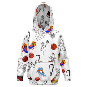 Youth Basketball Hoodie -Kids Pullover Hooded Sweatshirt for Young Athletes -Stylish Sportswear Gift for Active Kids &quot;Streetball&quot; by Duntalk