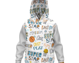 Youth Basketball Hoodie  Duntalk "SuperStar" Great Gift for Basketball Players or Basketball Fans