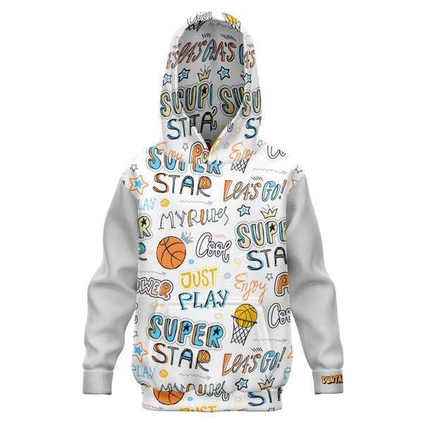 Youth Basketball Hoodie  Duntalk "SuperStar" Great Gift for Basketball Players or Basketball Fans