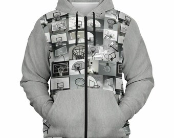 Basket Athletic Zip Up Hoodie - Sportinspirerad träningsjacka - Bekväm avslappnad Athleisure för basketspelare och fans "All Net" av Duntalk