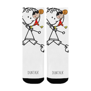 Youth Basketball Socks for Kids - Apparel Team Accessories - Fun Cool Socks for Players- Cute Sports Fan Gift Ideas "Doodle" by Duntalk
