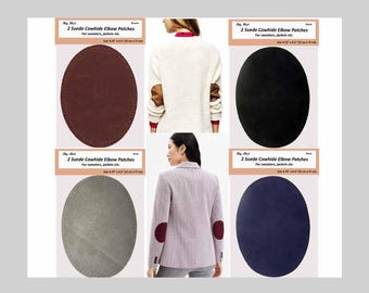 Large Suede Elbow Patches: Genuine Leather Sew-On Jacket Repair (Pair)