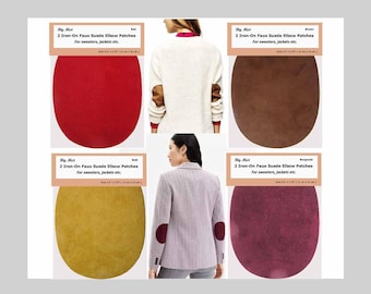 Medium Iron-On Elbow Patches: Ultra hold Faux-Suede Jacket Repair (Pair)