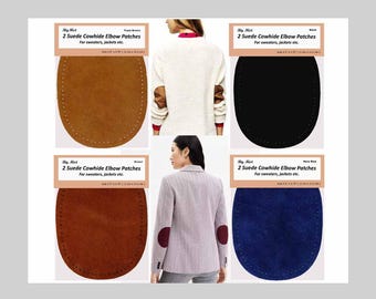 Medium Suede Elbow Patches: Genuine Leather Sew-On Jacket Repair (Pair)