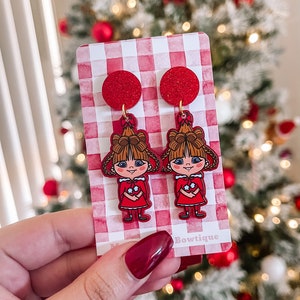 Cindy Lou , where are you Christmas , Christmas , acrylic earrings , acrylic dangle earrings , Christmas earrings