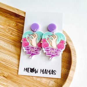 Handmade novelty , resin planar earrings  dome, fun , quirky , pop culture , studs / gift / Australia , feminist , feminine , empowerment