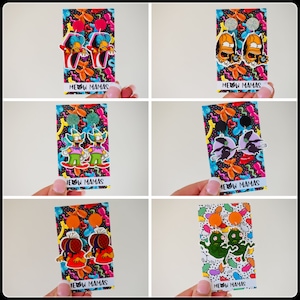 the Simpsons, Springfield  , treehouse of horrors  , retro , quirky , cartoon , character dangle earrings