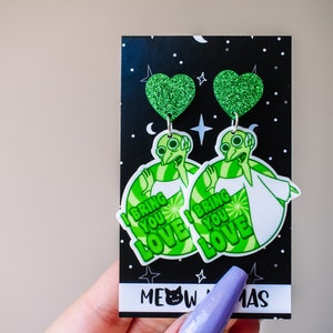 I bring you love , mr burns , alien  , funny , quirky , nostalgic , y2k , 90s tv show planar resin earrings