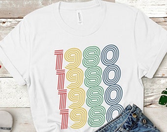 1980 Birthday T-Shirt 1980 TShirt Retro Shirt 44th Birthday Gift 1980 Birthday Gift For Him Gift For Her Vintage 1980 Shirt 1980 Retro Shirt