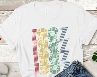 T-shirt anniversaire 1987 Tshirt 1987 Chemise rétro Cadeau 37e anniversaire Anniversaire 1987 Cadeau personnalisé pour lui Cadeau pour elle Chemise 1987 vintage T-shirt 1987