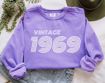 Couleurs de confort Sweat vintage 1969 personnalisé Sweat-shirt anniversaire 1969 Chemise rétro 55 Cadeau d'anniversaire Cadeau personnalisé Pour lui Pour elle T-shirt 1969