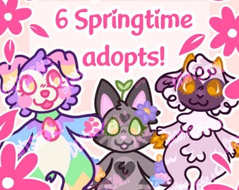 Springtime furry adopts!- oc art fursona Easter springtime character adoptables