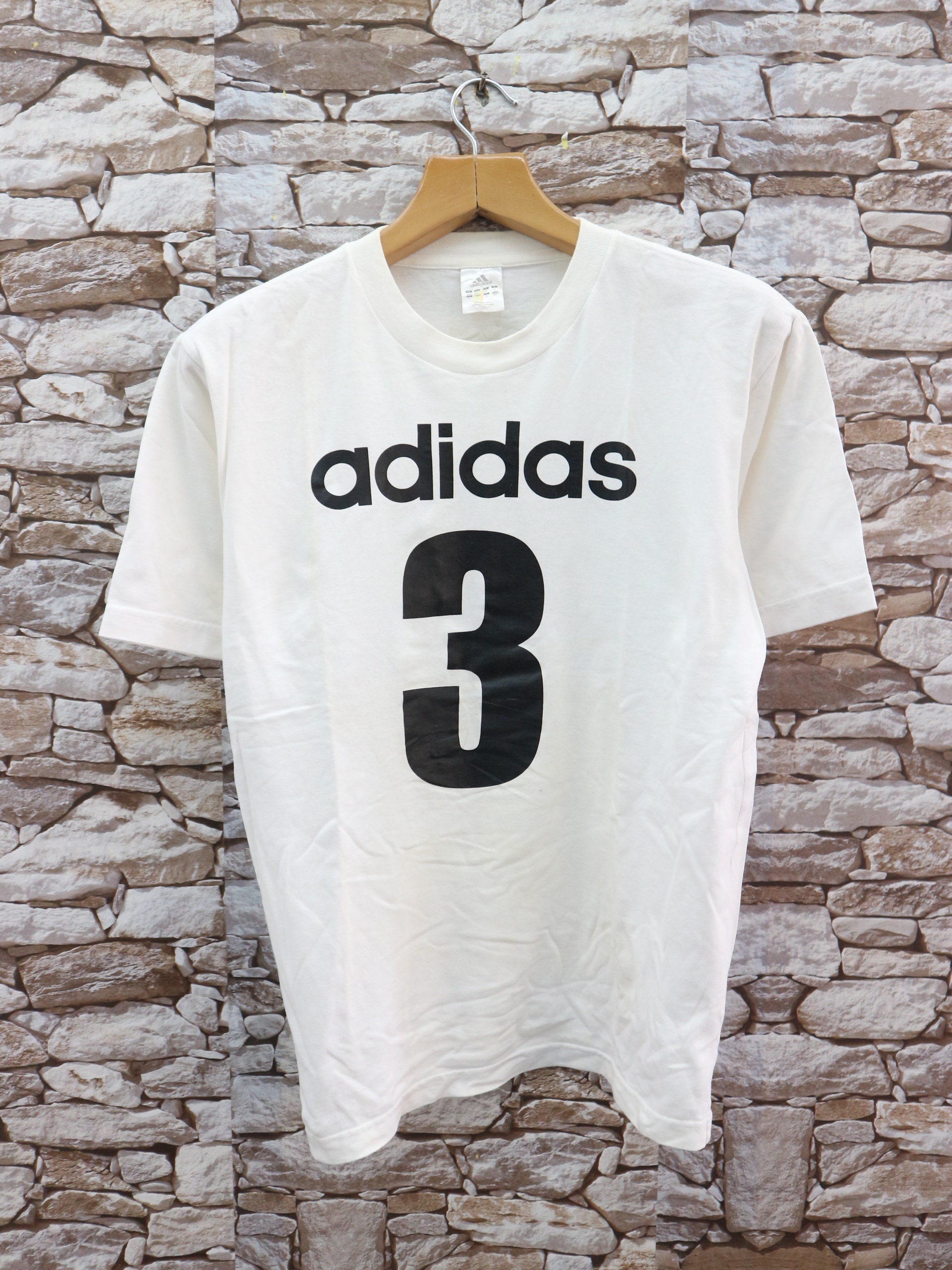 Vintage Adidas 3 Big Logo T-shirt Sport 