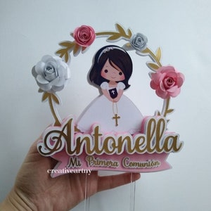 First Communion Cake Topper,first communion girl, personalized communion cake topper First Holy Communion Cake Topper, Communion Cake Topper