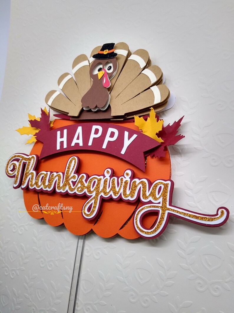 Happy thanksgiving Cake toopper Turkey cake topper Pumpkin | Etsy