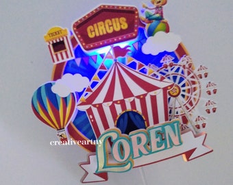 Circus cake topper, circus tent cake topper, carnival cake topper, circus theme cake topper
