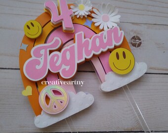 Groovy cake topper, retro cake topper , retro birthday cake topper, hippie cake topper, 70s birthday cake topper