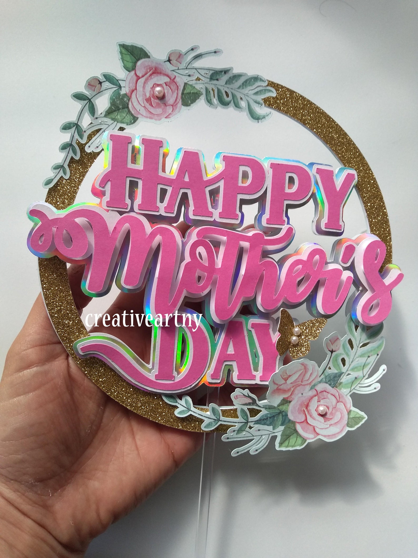 Mother's Day Cake Topper Floral Cake Topper Birthday - Etsy