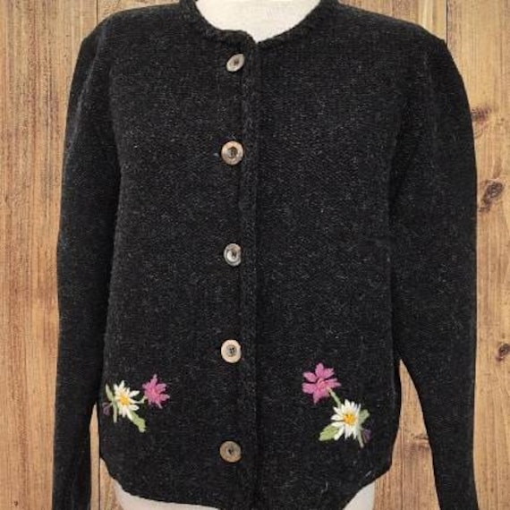 Tyrolean knit sweater, wool sweater, Austrian Card