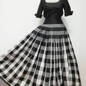 Gorgeous vintage check print white black dress, dirndl, trachten, prairie, Oktoberfest fashion, German Austrian dress, tyrolean, folk dress
