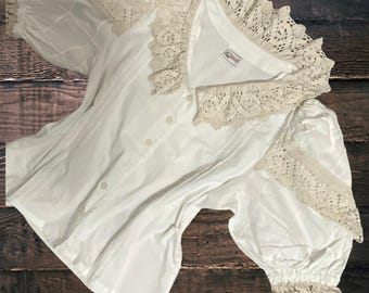ガ二ーサックス Jessica's Gunnies パフスリーブブラウス Vintage Gunne Sax Blouse - Ivory Jessica's Gunnies Lace Bib