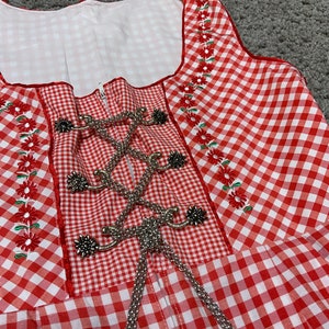 Gorgeous vintage dirndl dress red checkered dirndl, trachten, prairie, Oktoberfest fashion,German Austrian dress, tyrolean, folk dress