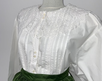 Embroidered Cotton Blouse, Peter Pan Collar, Victorian Style